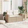 vidaXL Garden Sofa with Cushions 2-Seater Beige Poly Rattan
