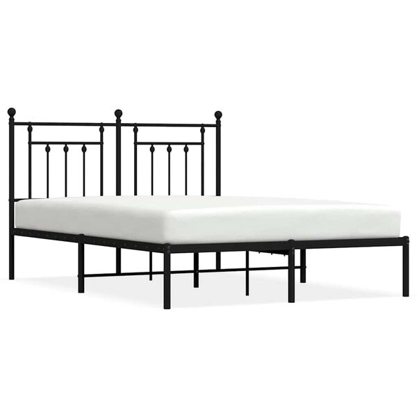 vidaXL Metal Bed Frame without Mattress with Headboard Black 150x200cm