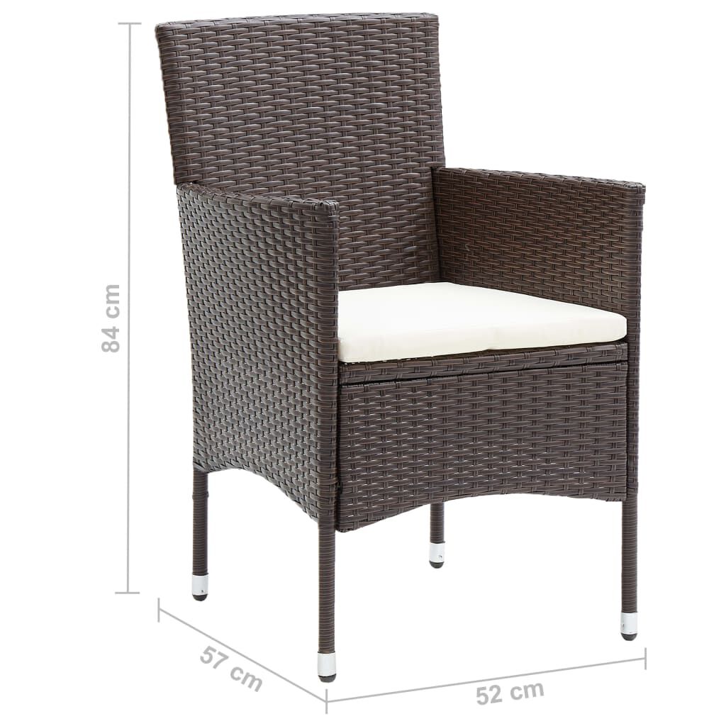 vidaXL 7 Piece Garden Dining Set Poly Rattan Brown