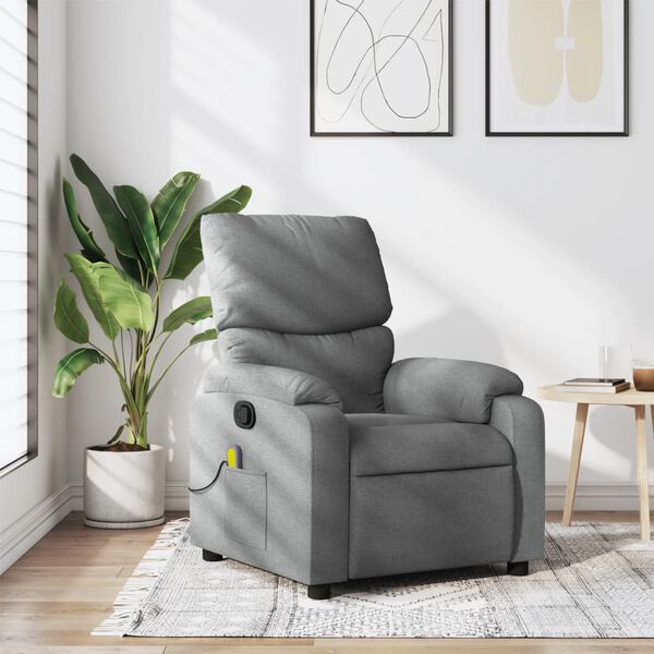 vidaXL Massage Recliner Chair Light Grey Fabric