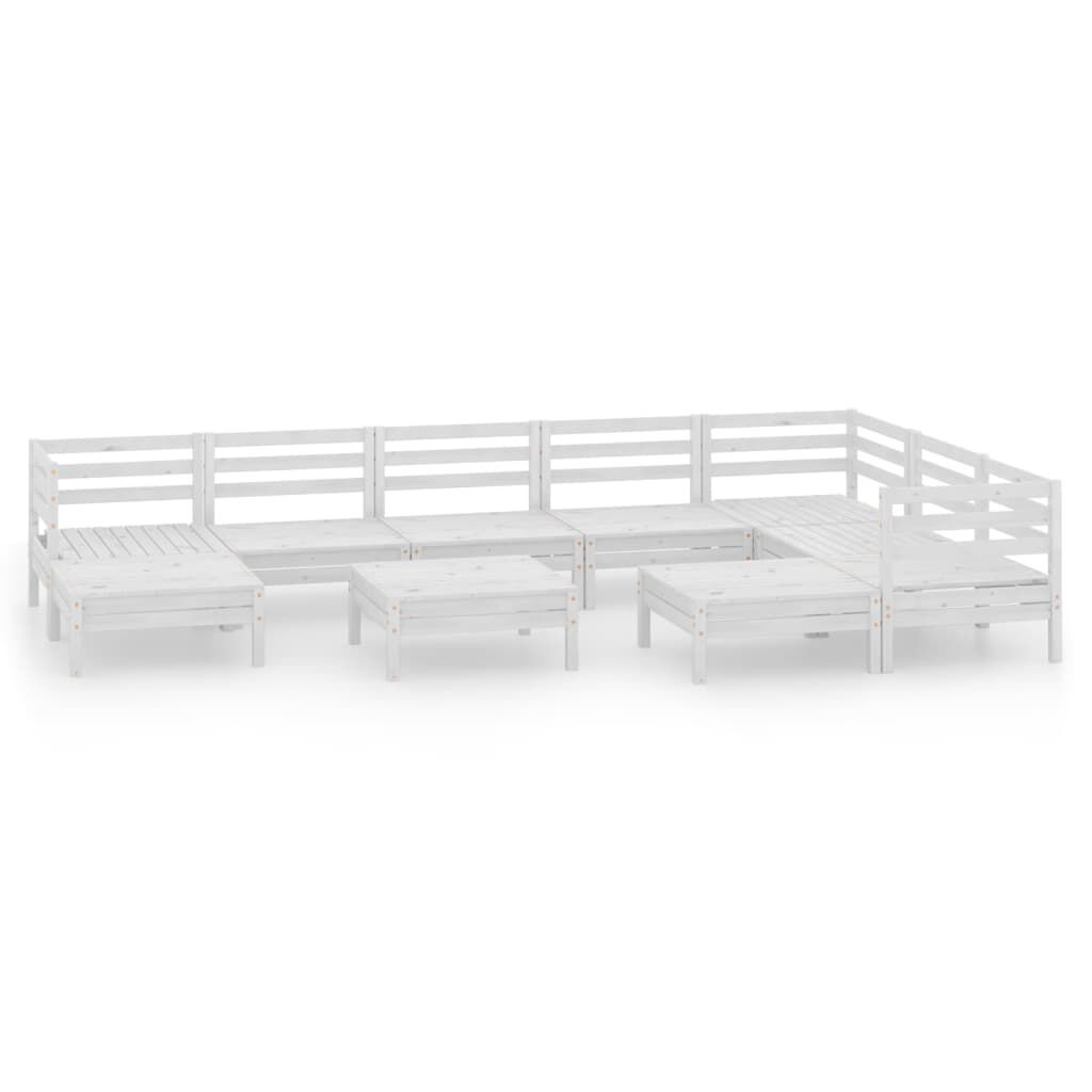 vidaXL 10 Piece Garden Lounge Set Solid Wood Pine White