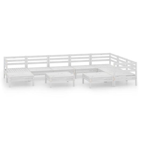 vidaXL 10 Piece Garden Lounge Set Solid Wood Pine White