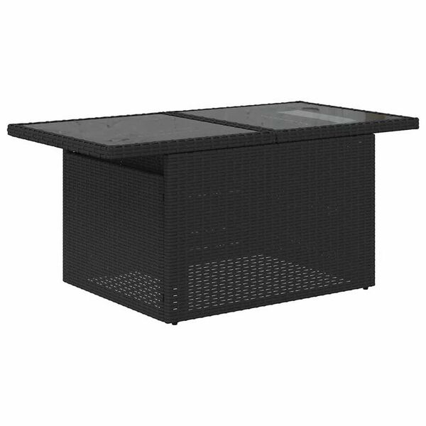 vidaXL Garden Sofa Set with Cushion 9 pcs Black Poly rattan
