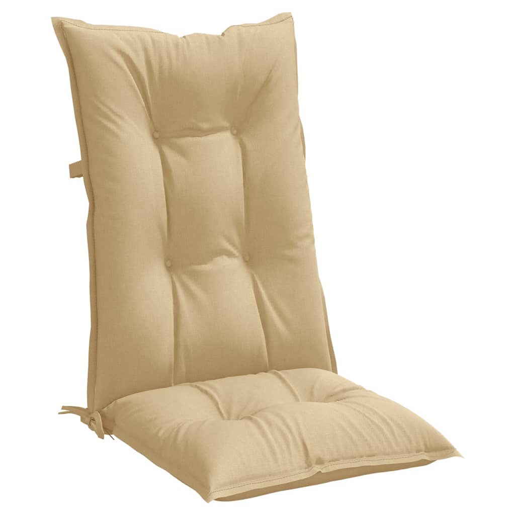 vidaXL Highback Chair Cushions 2 pcs Melange Beige 120x50x7 cm Fabric