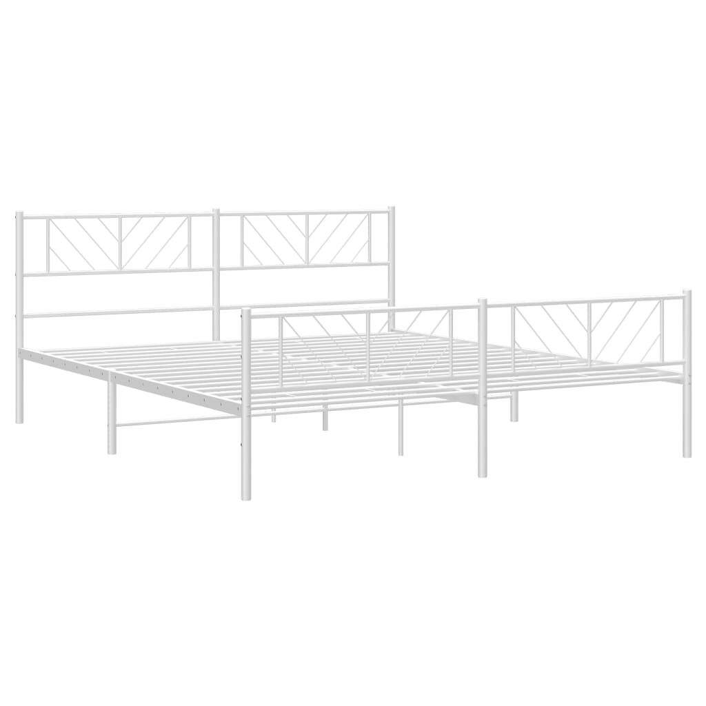 vidaXL Metal Bed Frame without Mattress with Footboard White 193x203cm