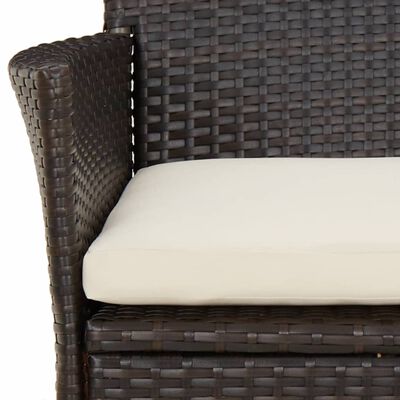 vidaXL 5 Piece Garden Dining Set with Cushions Brown Poly Rattan