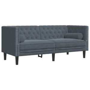 vidaXL Chesterfield Sofa with Bolsters 2-Seater Dark Grey Velvet