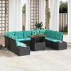 vidaXL Garden Sofa Set with Storage 10 pcs Black Poly rattan