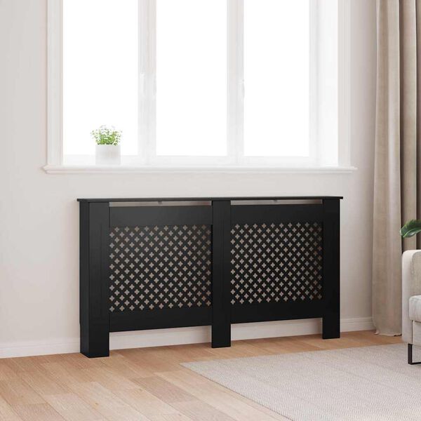 vidaXL Radiator Cover Black 152x19x81.5 cm MDF
