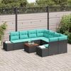 vidaXL Garden Sofa Set 9 pcs Black and turquoise