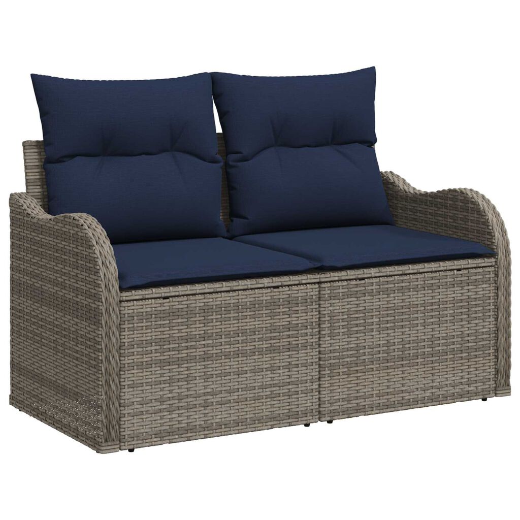vidaXL 6 Piece Garden Sofa Set with Cushions Grey Poly Rattan