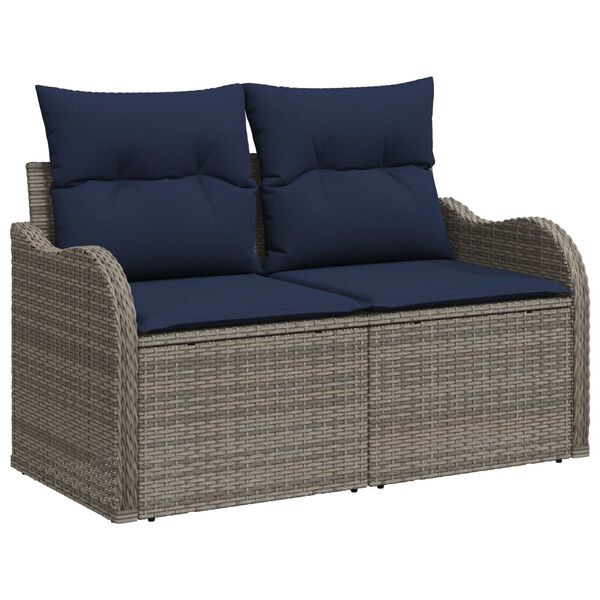 vidaXL 6 Piece Garden Sofa Set with Cushions Grey Poly Rattan