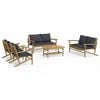 vidaXL 5 Piece Garden Lounge Set with Dark Grey Cushions Bamboo