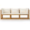 vidaXL 3-Seater Garden Sofa with Cushion Cream Solid Acacia Wood
