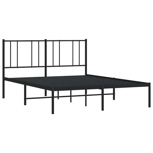 vidaXL Metal Bed Frame without Mattress with Headboard Black 150x200cm