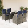 vidaXL 5 Piece Garden Dining Set with Cushions Grey Poly Rattan