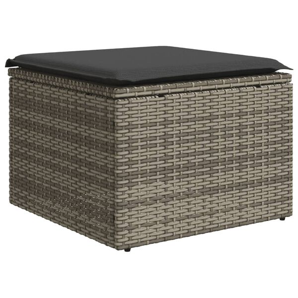 vidaXL 10 Piece Garden Sofa Set with Cushions Grey Poly Rattan