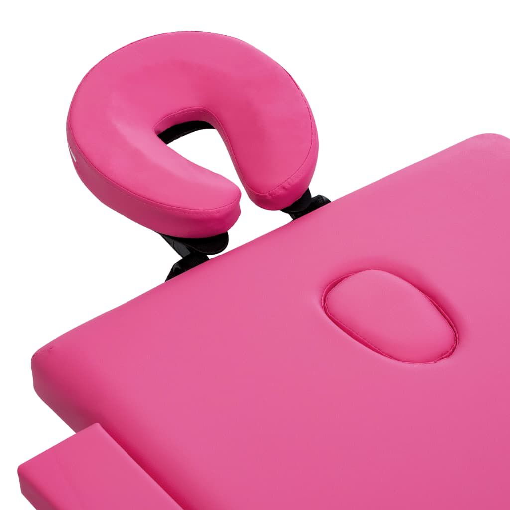 vidaXL Foldable Massage Table 2 Zones Aluminium Pink