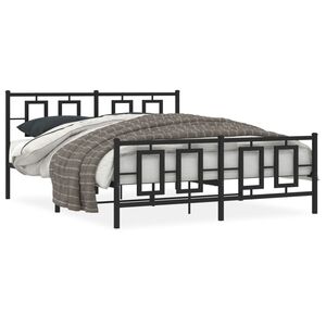 vidaXL Metal Bed Frame without Mattress with Footboard Black 150x200cm