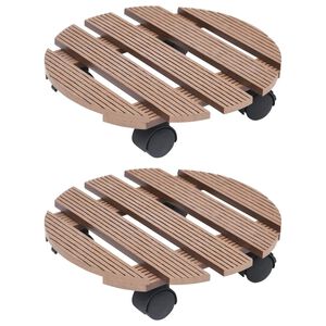 vidaXL Plant Trolleys 2 pcs Brown Ø30x7.5 cm WPC