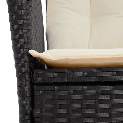 vidaXL 3 Piece Garden Dining Set with Cushions Black Poly Rattan
