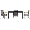 vidaXL Garden Dining Set 5 pcs Black Poly Rattan