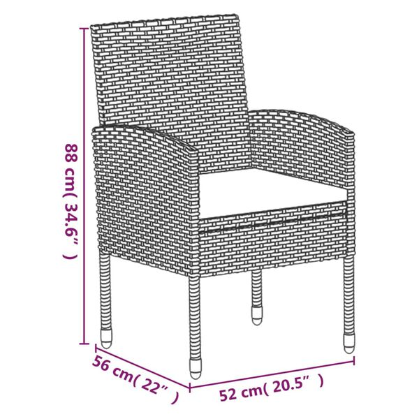 vidaXL 5 Piece Garden Dining Set with Cushions Black Poly Rattan
