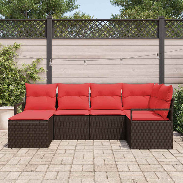 vidaXL Sofa Set 6 pcs Brown Poly Rattan