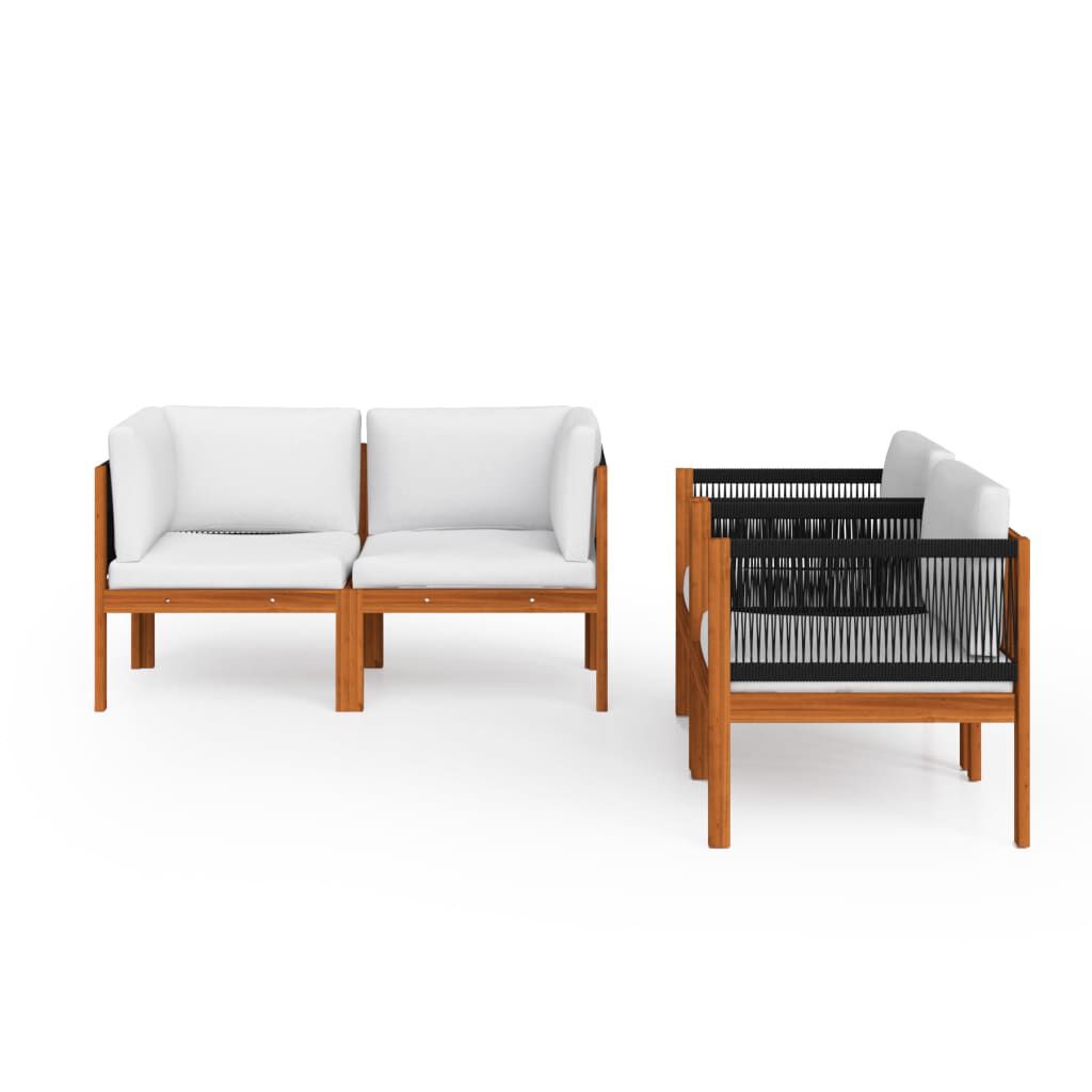 vidaXL 5 Piece Garden Lounge Set with Cushions Cream Solid Acacia Wood