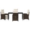 vidaXL Garden Dining Set with Cushion 5 pcs Brown Poly Rattan