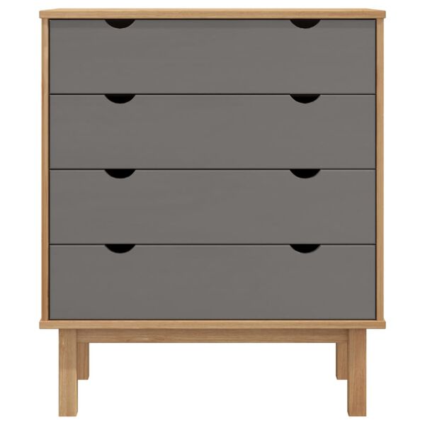 vidaXL Drawer Cabinet OTTA Brown&Grey 76.5x39.5x90cm Solid Wood Pine