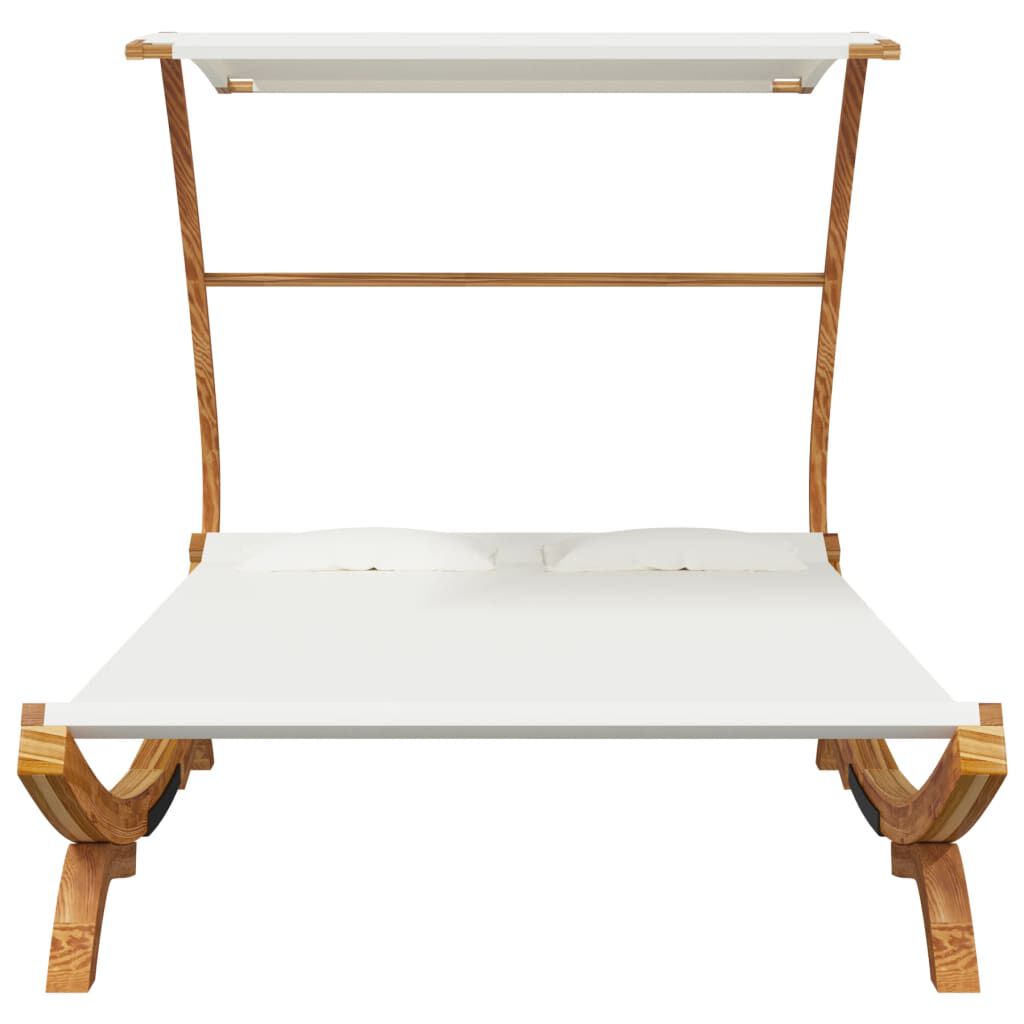 vidaXL Outdoor Lounge Bed with Canopy 165x203x138 cm Solid Bent Wood Cream
