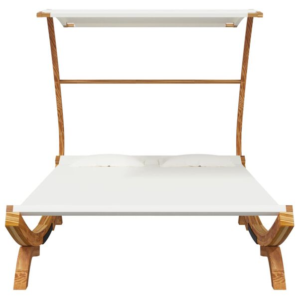 vidaXL Outdoor Lounge Bed with Canopy 165x203x138 cm Solid Bent Wood Cream
