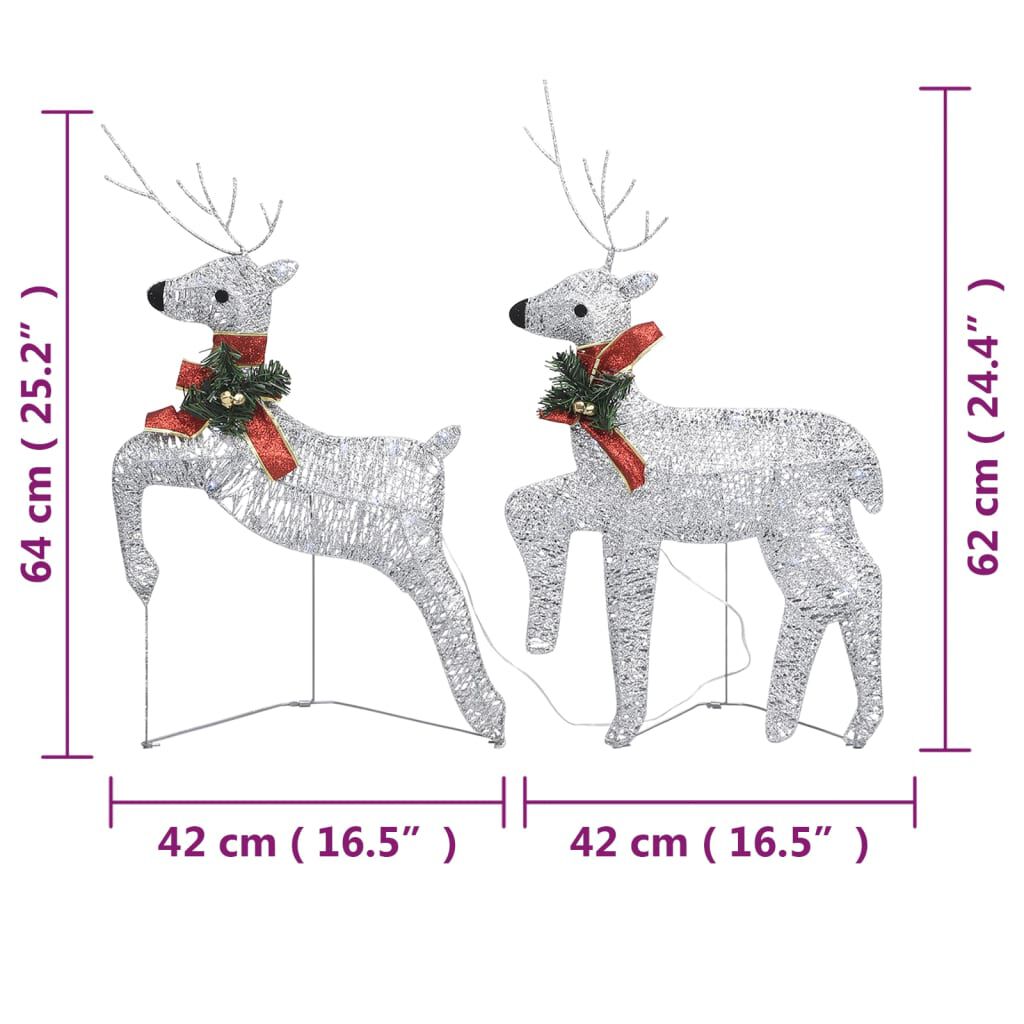 vidaXL Christmas Reindeers 4 pcs Silver 80 LEDs