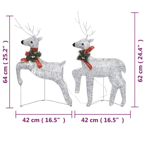 vidaXL Christmas Reindeers 4 pcs Silver 80 LEDs