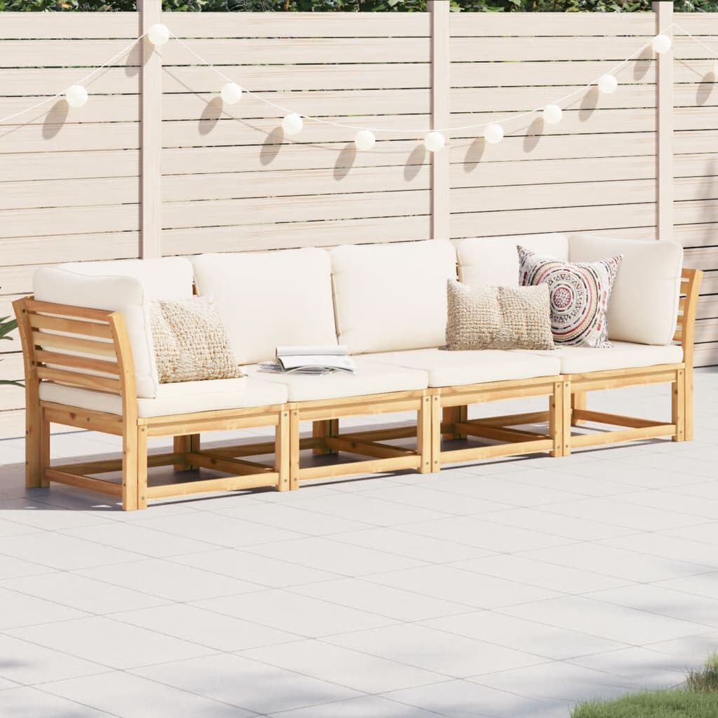 vidaXL 4 Piece Garden Lounge Set with Cushions Solid Wood Acacia