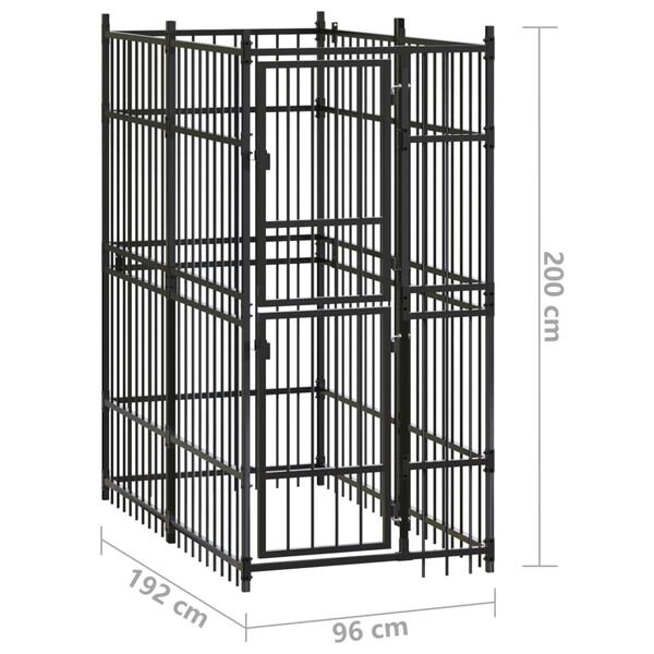 vidaXL Outdoor Dog Kennel Steel 1.84 m²
