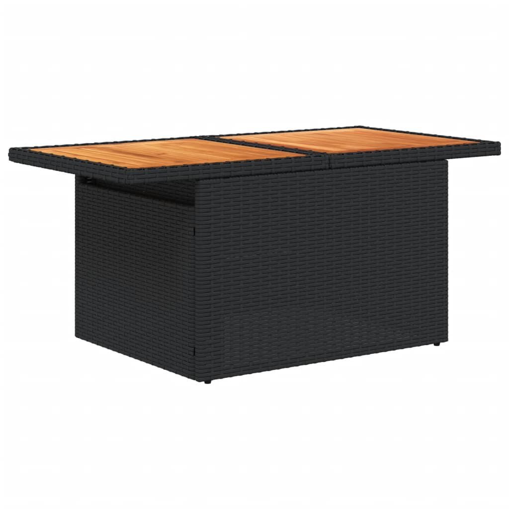 vidaXL Garden Table Black 100x55x73 cm Poly Rattan and Acacia Wood