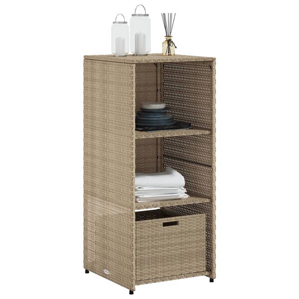 vidaXL Garden Storage Cabinet Beige 50x55x115 cm Poly Rattan
