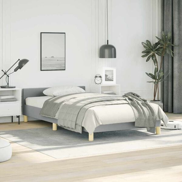 vidaXL Bed Frame without Mattress Light Grey Twin Fabric