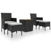 vidaXL 5 Piece Garden Bistro Set Poly Rattan & Solid Acacia Wood Black