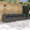 vidaXL 4 Piece Garden Lounge Set with Cushions Poly Rattan Grey