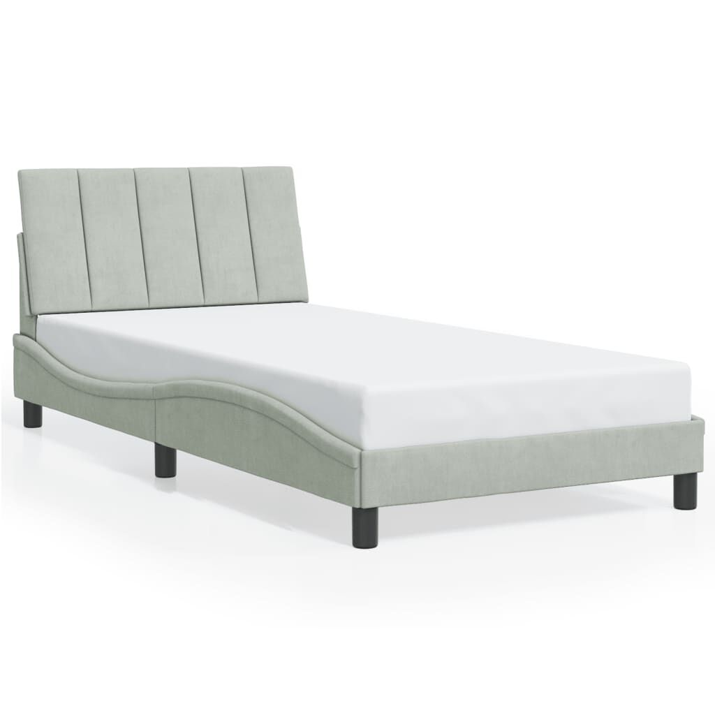 vidaXL Bed Frame with LED without Mattress Light Grey 100x190 cm Velvet