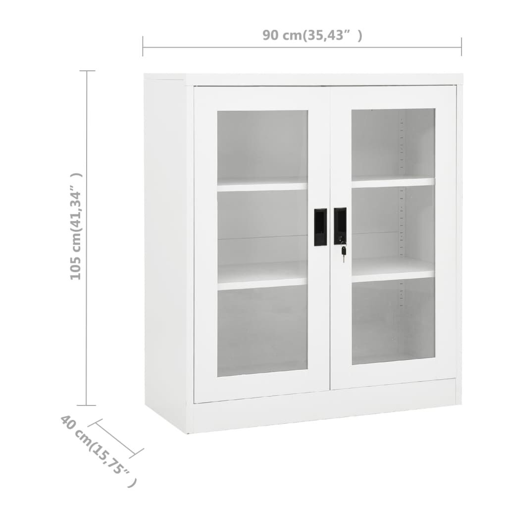 vidaXL Office Cabinet White 90x40x105 cm Steel
