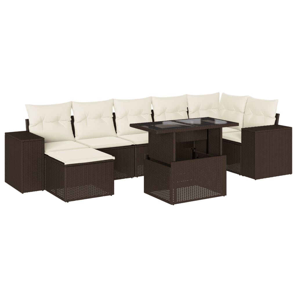 vidaXL 8 Piece Garden Sofa Set with Cushions Brown Poly Rattan