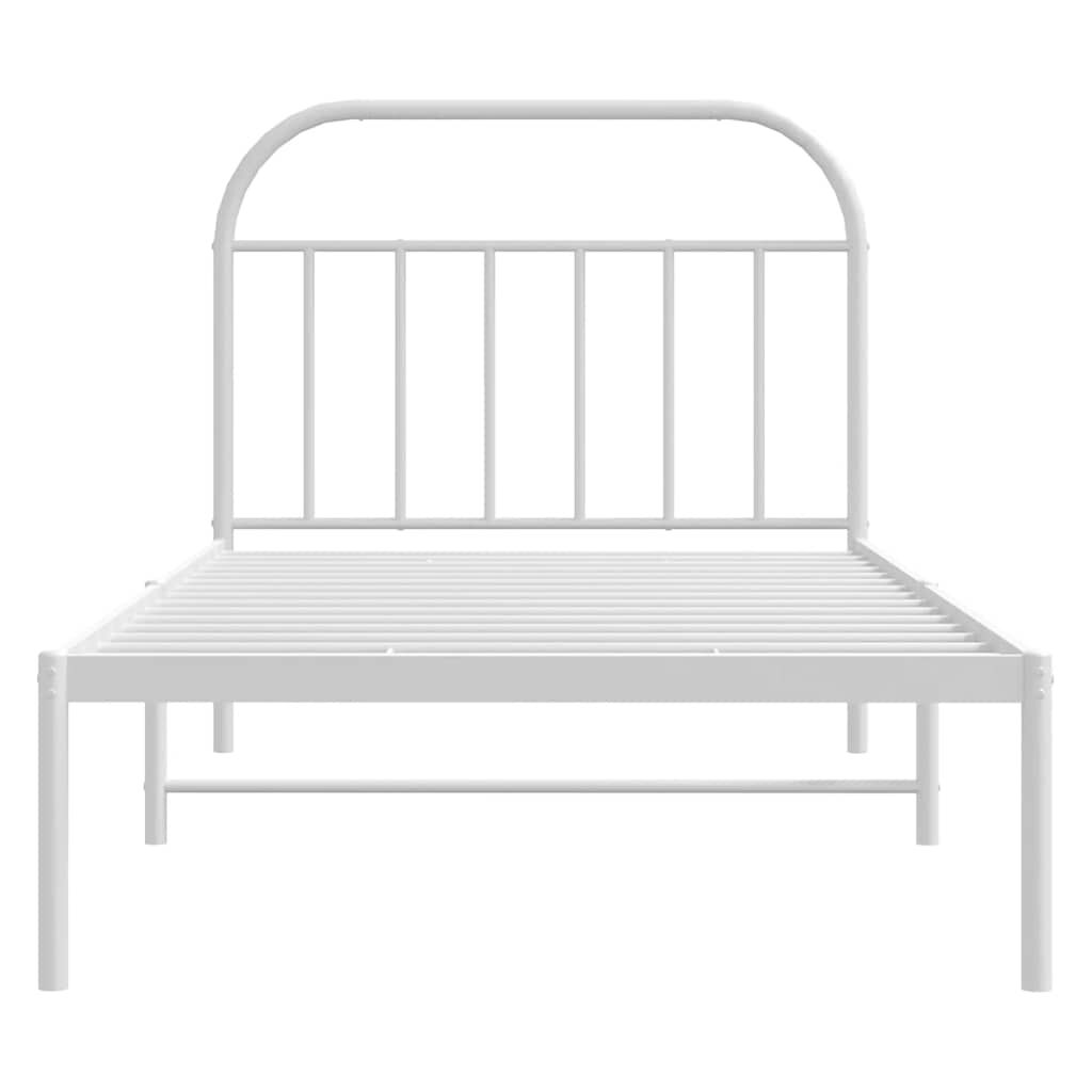 vidaXL Metal Bed Frame without Mattress with Headboard White 100x190cm