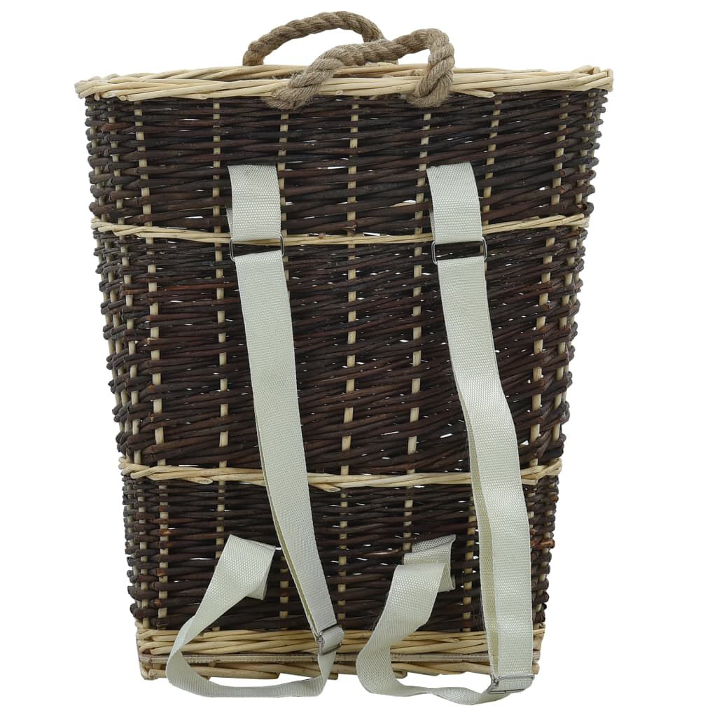 vidaXL Firewood Backpack with Carrying Belts 44.5x37x50 cm Natural Willow