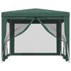 vidaXL Party Tent with 4 Mesh Sidewalls Green 3x3 m HDPE