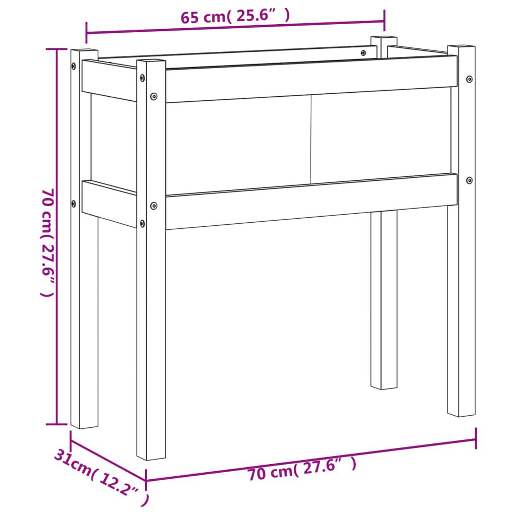 vidaXL Garden Planter with Legs 70x31x70 cm Solid Wood Douglas