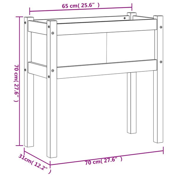 vidaXL Garden Planter with Legs 70x31x70 cm Solid Wood Douglas